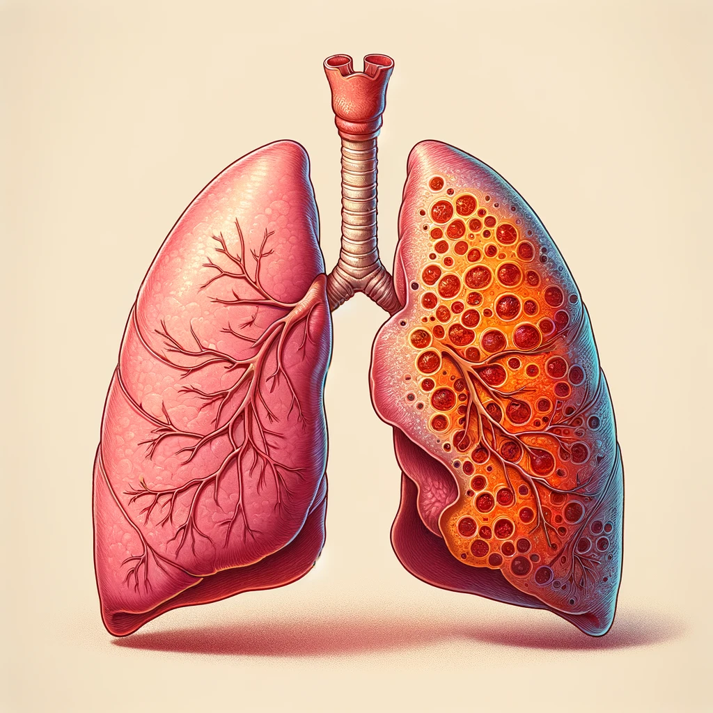 Pictorial representation of a consolidated left lung